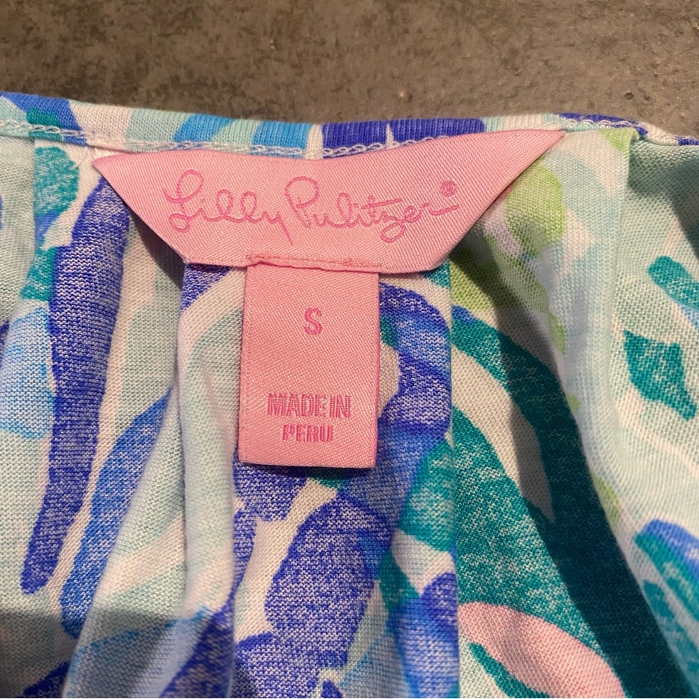Lilly Pulitzer Sz Small 100% Pima Cotton Kinsey Tank Top in print Wade and Sea - Picture 4 of 4
